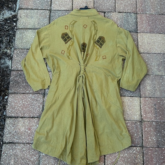 Vintage 90’s BLUE FISH Organic Cotton Hand Painted Button-Up Boho Jacket - Picture 10 of 15